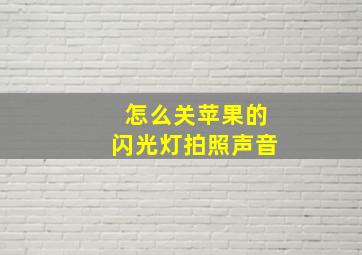 怎么关苹果的闪光灯拍照声音