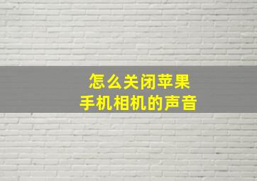 怎么关闭苹果手机相机的声音