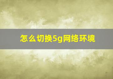 怎么切换5g网络环境