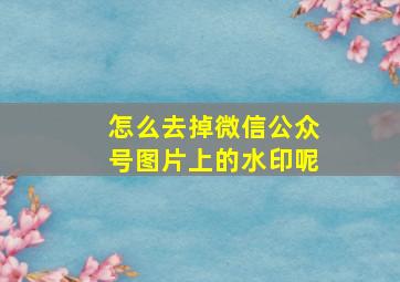 怎么去掉微信公众号图片上的水印呢