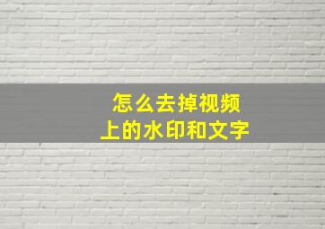 怎么去掉视频上的水印和文字