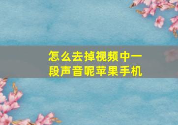 怎么去掉视频中一段声音呢苹果手机