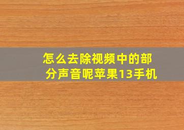 怎么去除视频中的部分声音呢苹果13手机