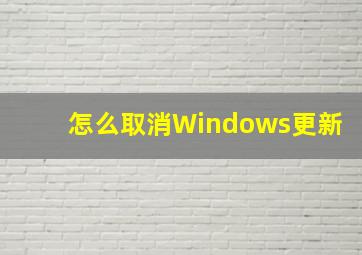 怎么取消Windows更新