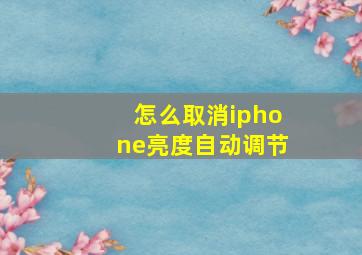 怎么取消iphone亮度自动调节