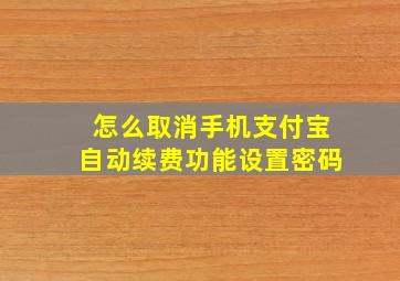 怎么取消手机支付宝自动续费功能设置密码