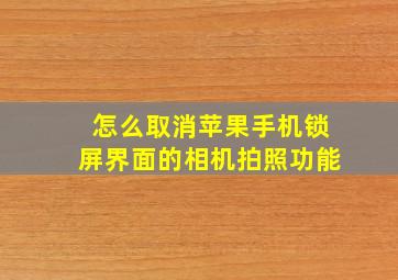 怎么取消苹果手机锁屏界面的相机拍照功能