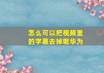 怎么可以把视频里的字幕去掉呢华为