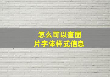 怎么可以查图片字体样式信息