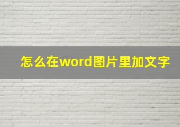 怎么在word图片里加文字