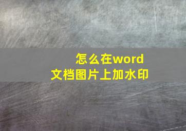 怎么在word文档图片上加水印