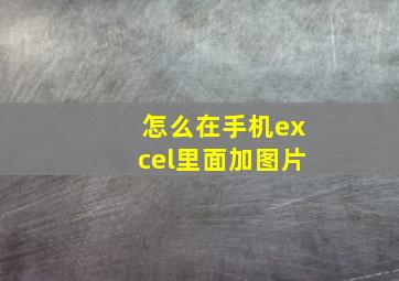 怎么在手机excel里面加图片