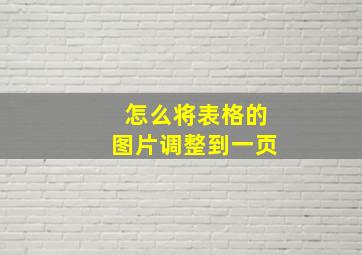 怎么将表格的图片调整到一页