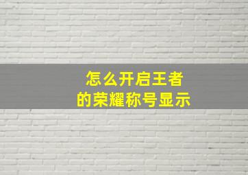 怎么开启王者的荣耀称号显示