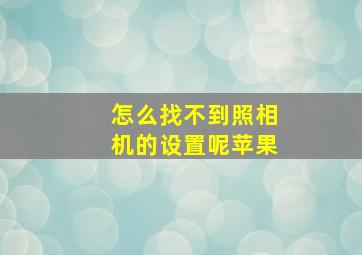 怎么找不到照相机的设置呢苹果