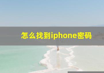 怎么找到iphone密码