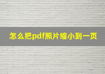 怎么把pdf照片缩小到一页