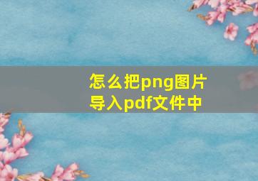 怎么把png图片导入pdf文件中