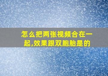 怎么把两张视频合在一起,效果跟双胞胎是的