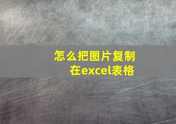 怎么把图片复制在excel表格