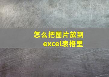 怎么把图片放到excel表格里