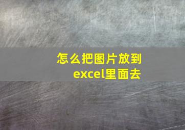 怎么把图片放到excel里面去