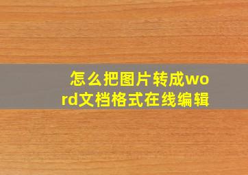 怎么把图片转成word文档格式在线编辑