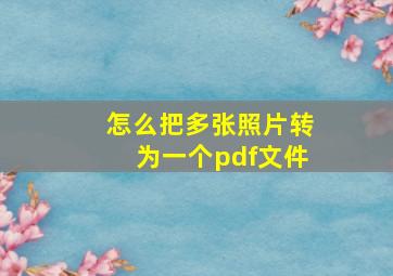 怎么把多张照片转为一个pdf文件