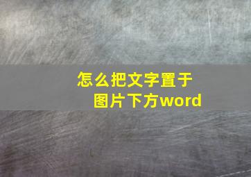 怎么把文字置于图片下方word