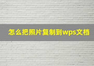 怎么把照片复制到wps文档