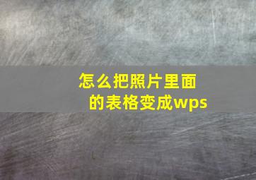 怎么把照片里面的表格变成wps