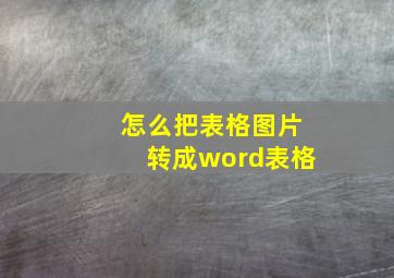 怎么把表格图片转成word表格