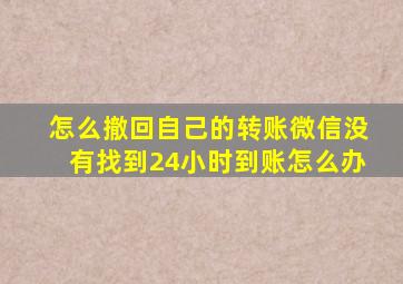 怎么撤回自己的转账微信没有找到24小时到账怎么办