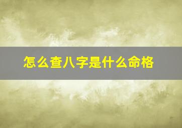 怎么查八字是什么命格