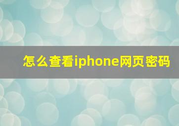 怎么查看iphone网页密码