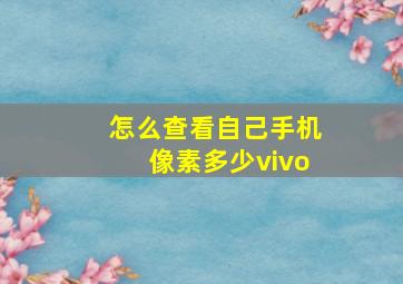 怎么查看自己手机像素多少vivo