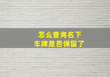 怎么查询名下车牌是否保留了