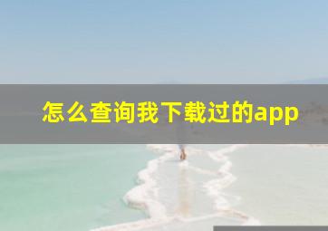 怎么查询我下载过的app