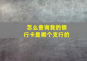 怎么查询我的银行卡是哪个支行的