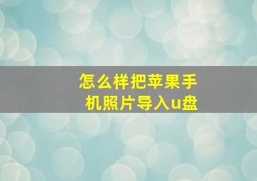 怎么样把苹果手机照片导入u盘