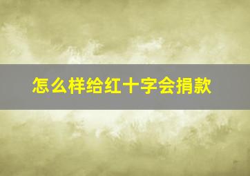 怎么样给红十字会捐款