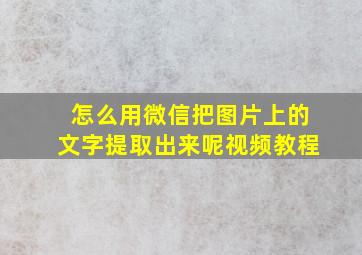 怎么用微信把图片上的文字提取出来呢视频教程