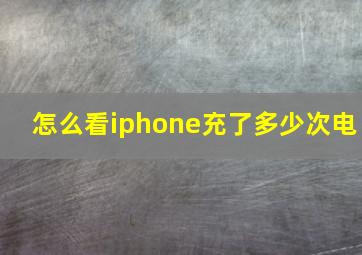 怎么看iphone充了多少次电