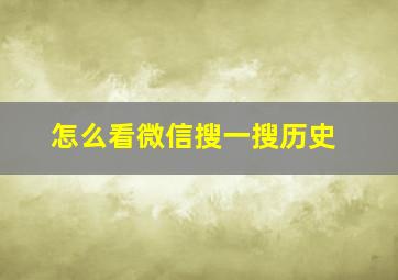 怎么看微信搜一搜历史