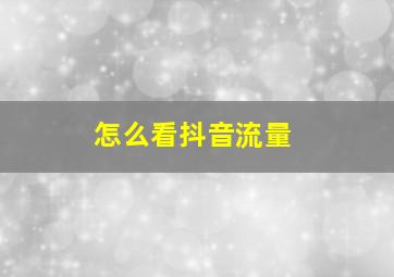 怎么看抖音流量