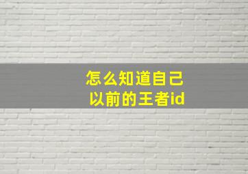 怎么知道自己以前的王者id