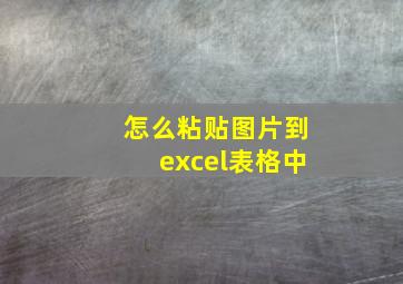 怎么粘贴图片到excel表格中