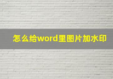 怎么给word里图片加水印