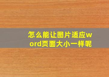 怎么能让图片适应word页面大小一样呢