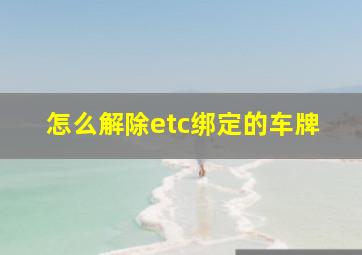 怎么解除etc绑定的车牌